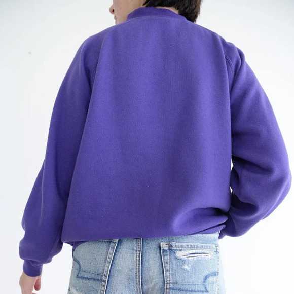 Vintage Lady Footlocker Purple  Floral Half Zip Long Sleeve Sweater Med - Picture 4 of 14
